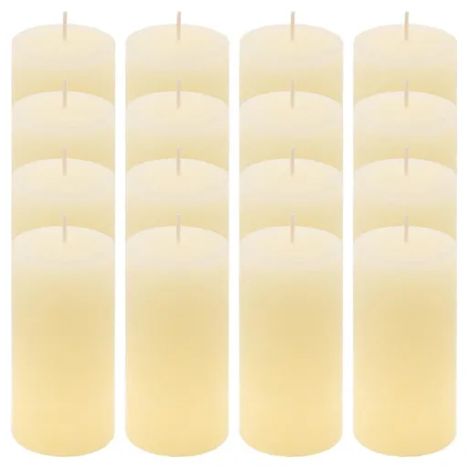 Krémová parafínová svíčka rustikální 10 cm, 25 h, sada 16 ks