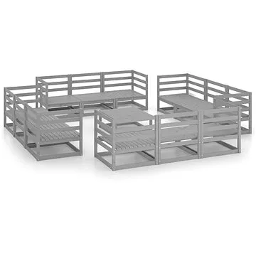 13dílná zahradní sedací souprava šedá masivní borovice, 3075296 (3075296)