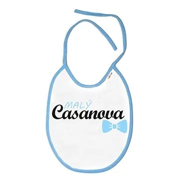 Baby Nellys Nepromokavý bryndáček  Malý Casanova,  cm - bílý s modrým olemováním (8596309364070)