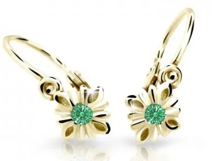 Cutie Jewellery Půvabné dětské náušnice ze žlutého zlata C2261-10-X-1 zelená
