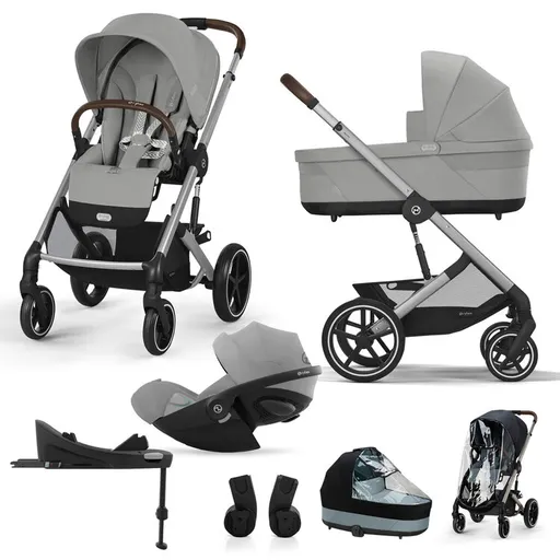 CYBEX SET Kočárek kombinovaný Balios S Lux Silver Stone Grey Gold 2024 s autosedačkou a doplňky