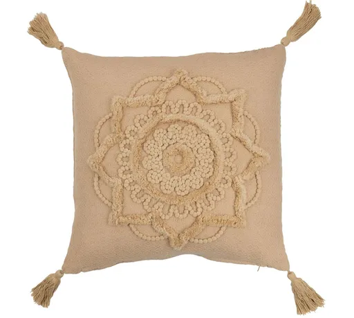 Béžový polštář s třásněmi a střapci Square Sun - 43*14*43cm J-Line by Jolipa