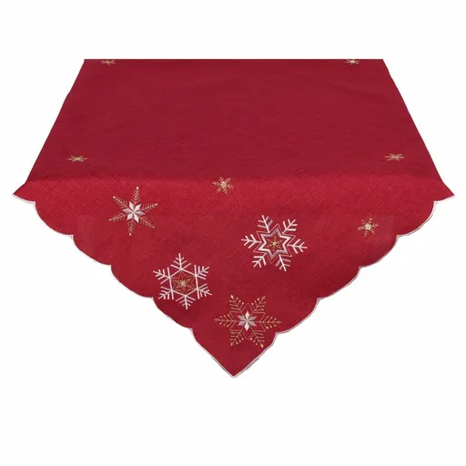 Forbyt Vánoční ubrus Vločky červená, 120 x 140 cm
