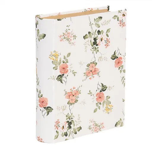 Bílý úložný box s květy ve tvaru knihy Book Van - 17*14*5 cm Clayre & Eef
