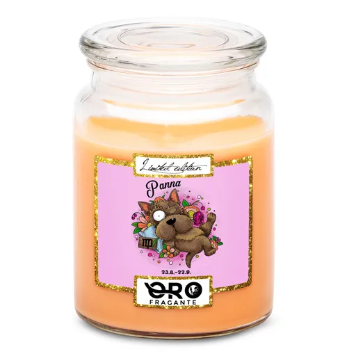 Svíčka Psí znamení – panna (Vůně svíčky: Tropické ovoce)