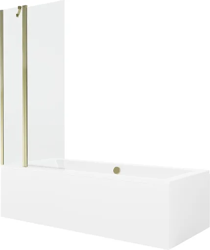 MEXEN/S Cube obdélníková vana 170 x 80 cm s panelem + vanová zástěna 80, transparent, zlatá 550517080X9408115000