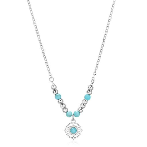 S'Agapõ Ocelový náhrdelník s tyrkysem Boží oko Witch SWH01