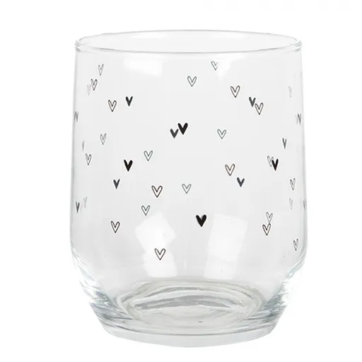 Sklenička se srdíčky Lovely Day - Ø 8*9 cm / 300 ml Clayre & Eef