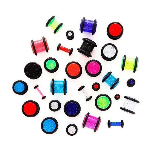 Piercing do ucha - neonový třpytivý plug - Tloušťka : 10 mm, Barva: Růžová