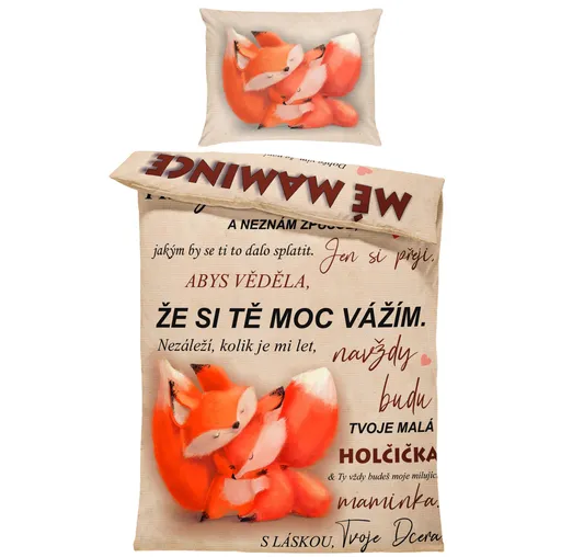 Povlečení Mé mamince  - lišky (Rozměr : 1x140/220 + 1x90/70)
