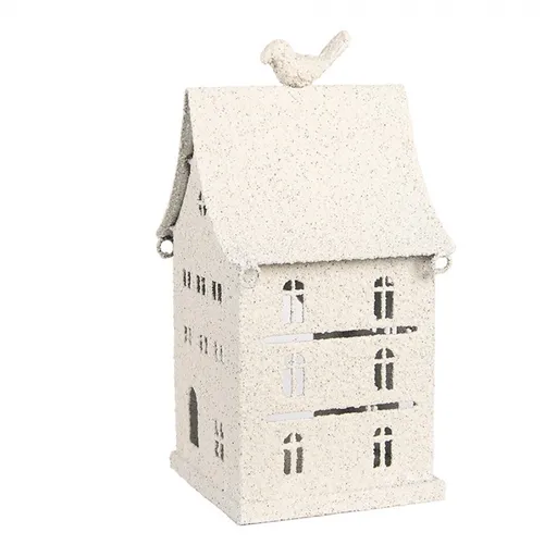 Béžový antik kovový svícen domek Vintage House - 14*15*28 cm Clayre & Eef