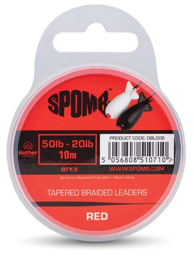 Spomb ujímaný šokový vlasec tapered braided leaders 3x10 m 50-20 lb - červený