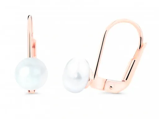 Cutie Jewellery Elegantní visací náušnice z růžového zlata s perlou Z8002-55-C4-X-4