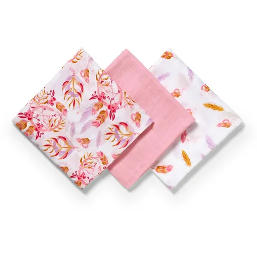 BabyOno Take Care Natural Bamboo Diapers látkové pleny Old Pink 3 ks