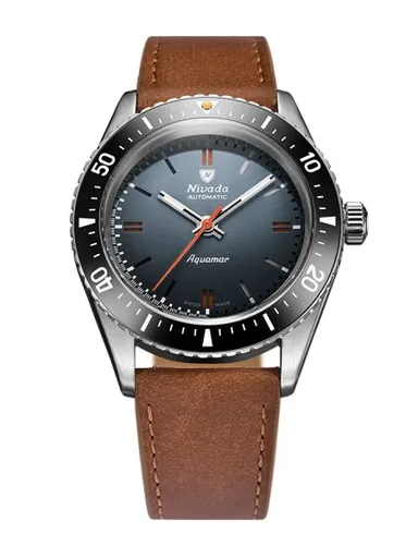 Nivada Grenchen Aquamar Grey - Brown Leather