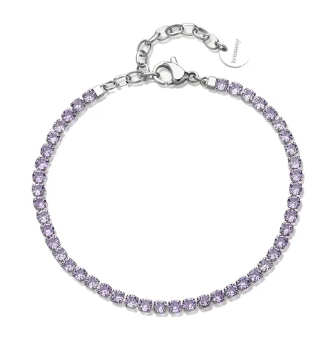 Brosway Tenisový ocelový náramek s fialovými zirkony Desideri BEI103