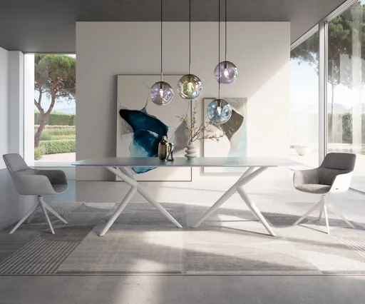 Jídelní stůl Edge boot 240x120 reliéfní sklo perleťové 3D