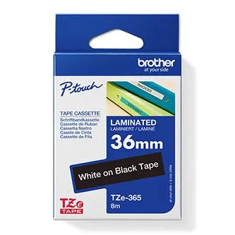 Brother originální páska do tiskárny štítků, Brother, TZE-365, bílý tisk/černý podklad, laminovaná, 8m, 36mm
