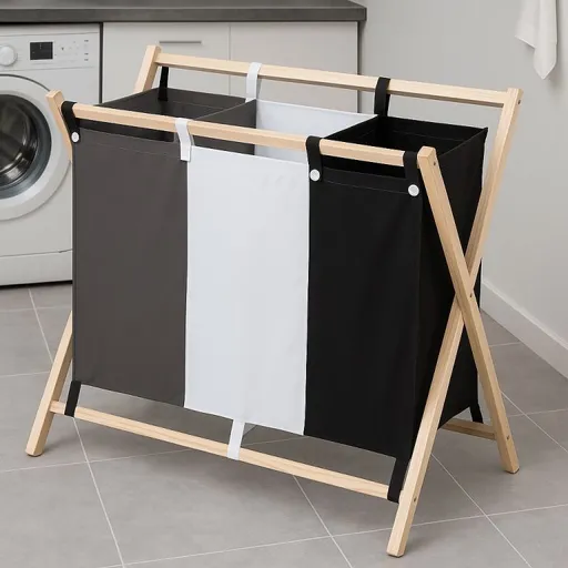 74066 JAGO Koš na špinavé prádlo se 3 přihrádkami, 75 x 40 x 72 cm