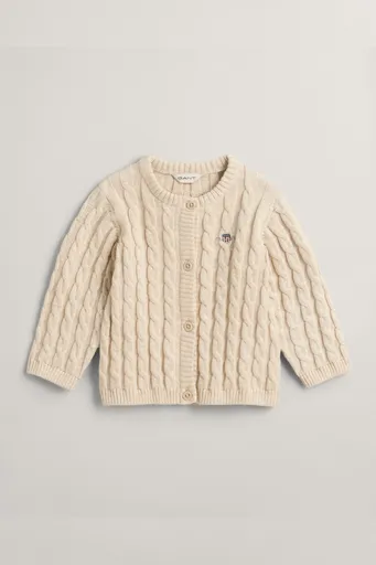 KARDIGAN GANT SHIELD COTTON CABLE CARDIGAN LIGHT BEIGE MELANGE