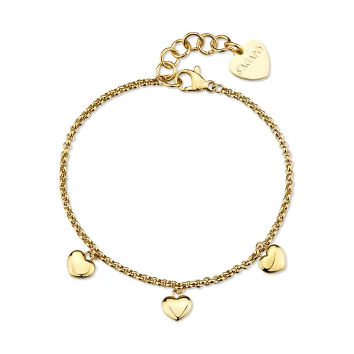 S'Agapõ Romantický pozlacený náramek se srdíčky Aurora SAR65