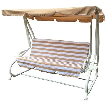 ROJAPLAST Houpačka zahradní pro 3osoby DE LUXE béžová/bílá (103/7)