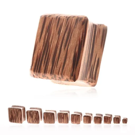 Plug do ucha - kokosové drevo v tvare štvorca - Tloušťka : 10 mm