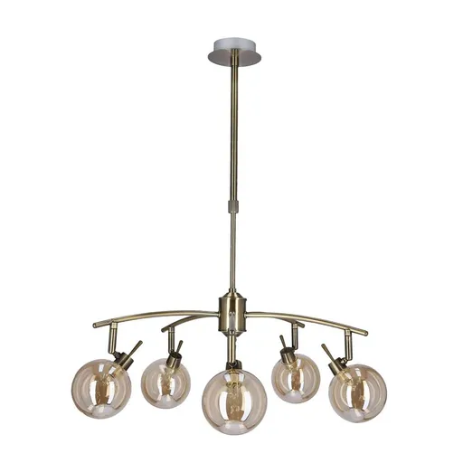 Závěsná lampa Lentini patina 5x40W g9 jantarové stínidlo