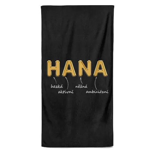 Osuška Ženská jména – GOLD (Jméno: Hana, Velikost osušky: 70x140cm)