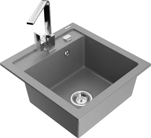 MEXEN/S Vito granitový dřez 1-miska včetně baterie Rita, šedá 6503-71-670300-00