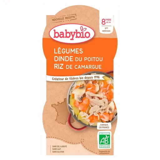 Babybio Zelenina s krůtím masem a rýží 2x200 g