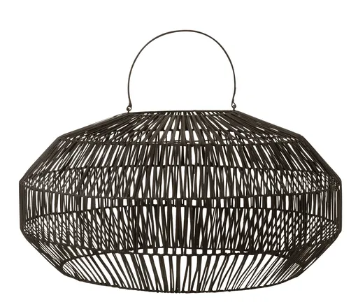 Závěsné černé ratanové stínidlo Drim - Ø 58*30 cm/ E27 J-Line by Jolipa
