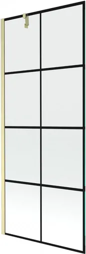 MEXEN/S Next vanová zástěna FIX 80 x 150, černá vzor, zlatá kartáčovaná 895-080-000-00-77-55