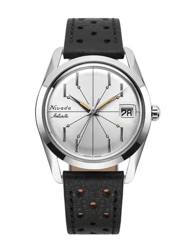 Nivada Grenchen Antarctic Spider Silver 35 mm - Black Racing Strap