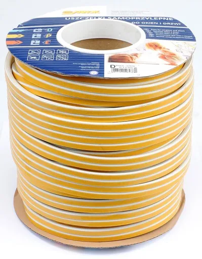 Těsnění do oken a dveří samolepící, 9 x 7,4 mm, TYP D, bílé