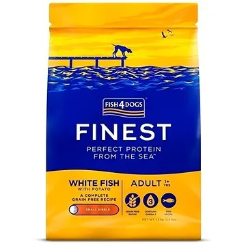 FISH4DOGS Granule malé pro dospělé psy Finest losos s bramborami 1,5 kg, 1+ (5056008807726)