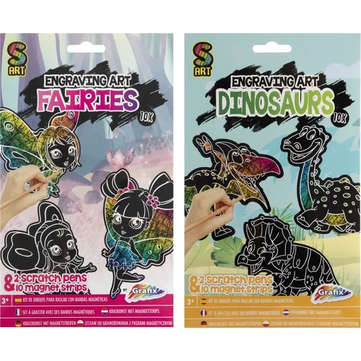 Vyškrabávací magnety Víly + Dinosauři