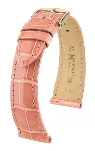 Řemínek Hirsch London Alligator - růžový, lesk - 21 mm - L – Standardní délka (doporučujeme) - 18 mm - Rose Gold
