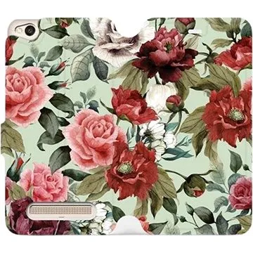Flipové pouzdro na mobil Xiaomi Redmi 4A - MD06P Růže a květy na světle zeleném pozadí (5903226188345)