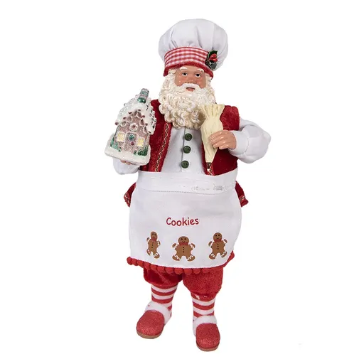 Vánoční dekorace taťka Santa Claus cukrář s perníkovou chaloupkou - 16*8*28 cm Clayre & Eef