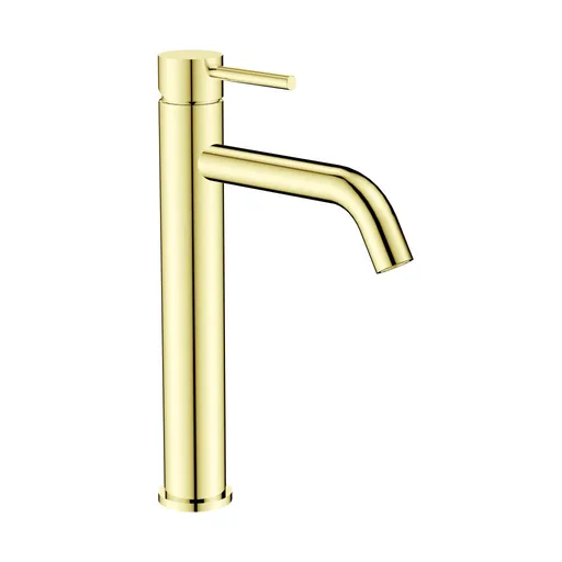 BESCO Vysoká stojánková umyvadlová baterie VEO I zlatá lesklá BABUVIJZ