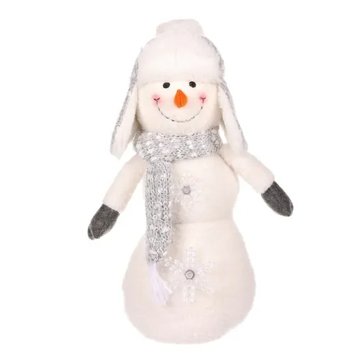 Vánoční dekorace Sněhulák s LED hvězdami, v. 40 cm, bílá