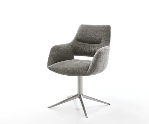 Jídelní židle Yago-Flex s područkami bouclé měkký tmavě béžová