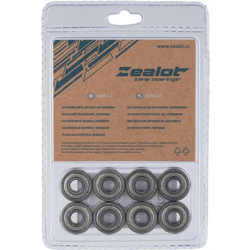 Zealot ABEC 9 CHROM SET Inline ložiska, stříbrná, velikost