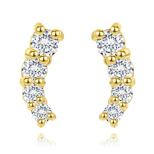 Briliantové zlaté náušnice 585 - třpytivý oblouček z čirých diamantů