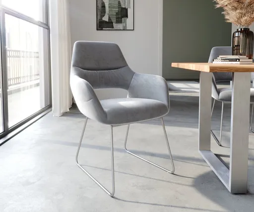 Jídelní židle Yago-Flex tenká podnož nerezová ocel samet šedá