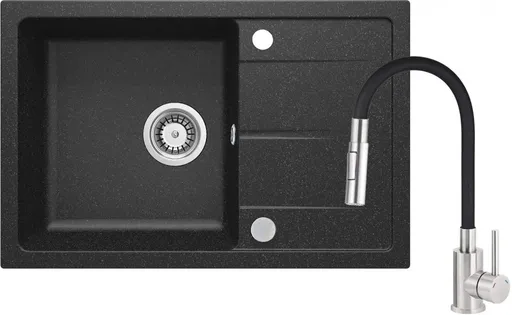 DEANTE Leda grafitový granitový dřez s baterií, s ohebným výtokem ZRDG2113