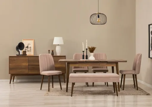 Set s rozkládacím stolem, židlemi a konzolou (7 kusů) Vina 03 0900 - Walnut, Stone