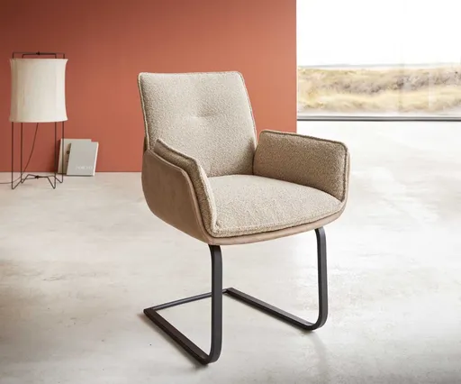 Jídelní židle Nela-Flex béžová konzolová podnož plochá černá