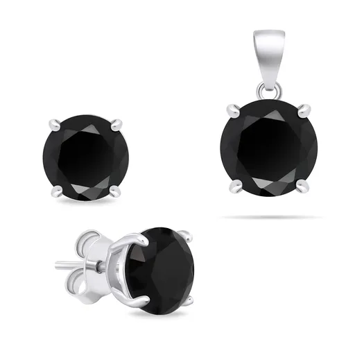 Brilio Silver Set stříbrných šperků s černými zirkony SET232WBC (přívěsek, náušnice)